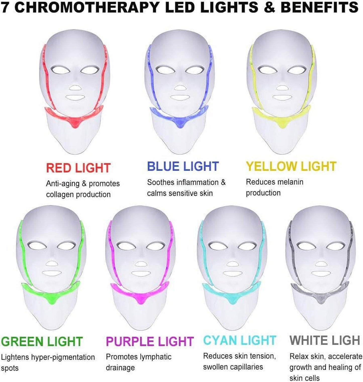 7 Colors LED Light Therapy Mask for Face