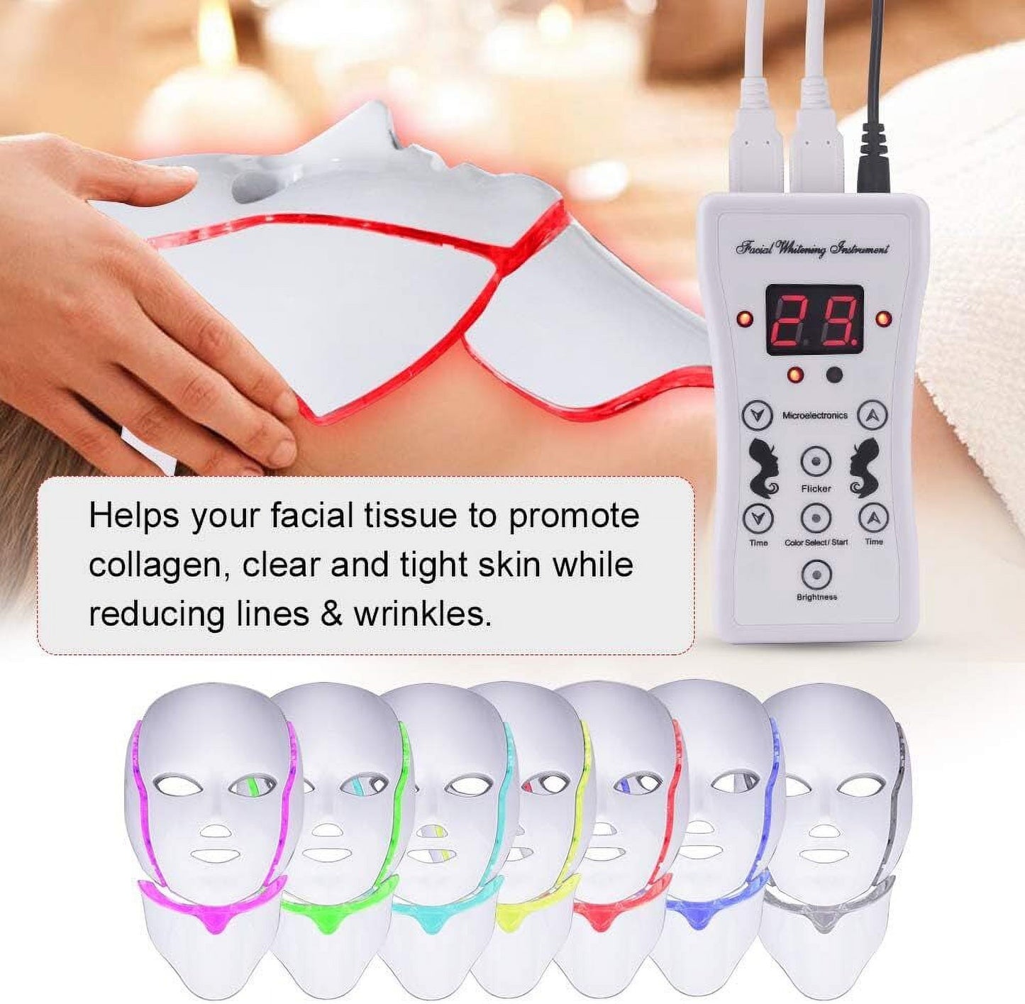 7 Colors LED Light Therapy Mask for Face